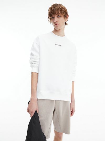 Calvin Klein Ruhák HU465865 | Calvin Klein CK The Basics Organic Cotton Férfi Pulóver Világos Fehér